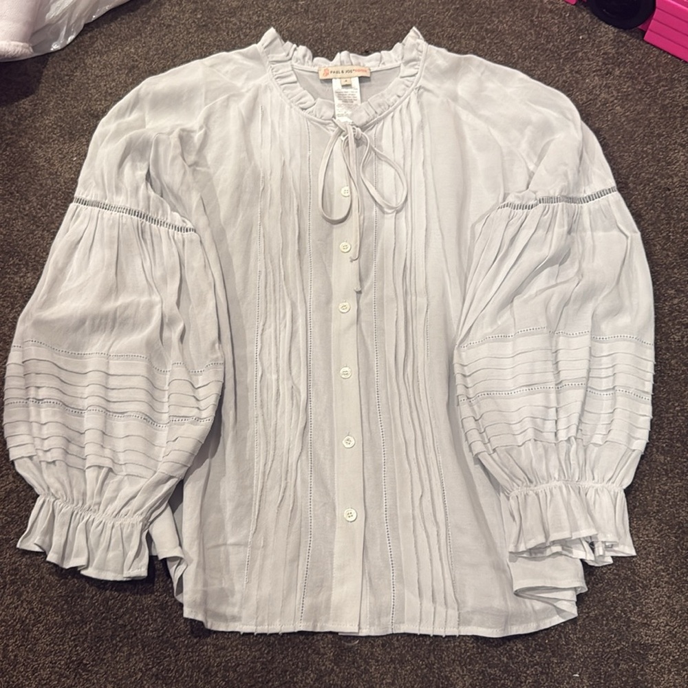 Paul & Joe Sister Grey Peasant Top 4/L